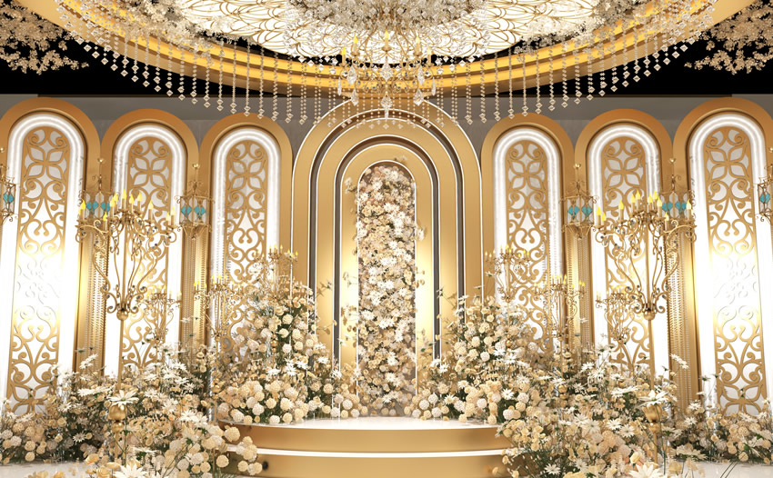 海阳香槟色调婚礼堂效果展示